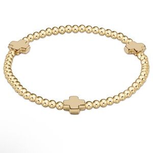 enewton Signature Gold Cross 3mm Bead Bracelet NEW $78